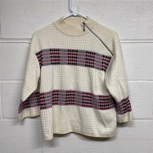 St John Quarter Sleeve Cream Beige Sweater Size Medium Wool Blend